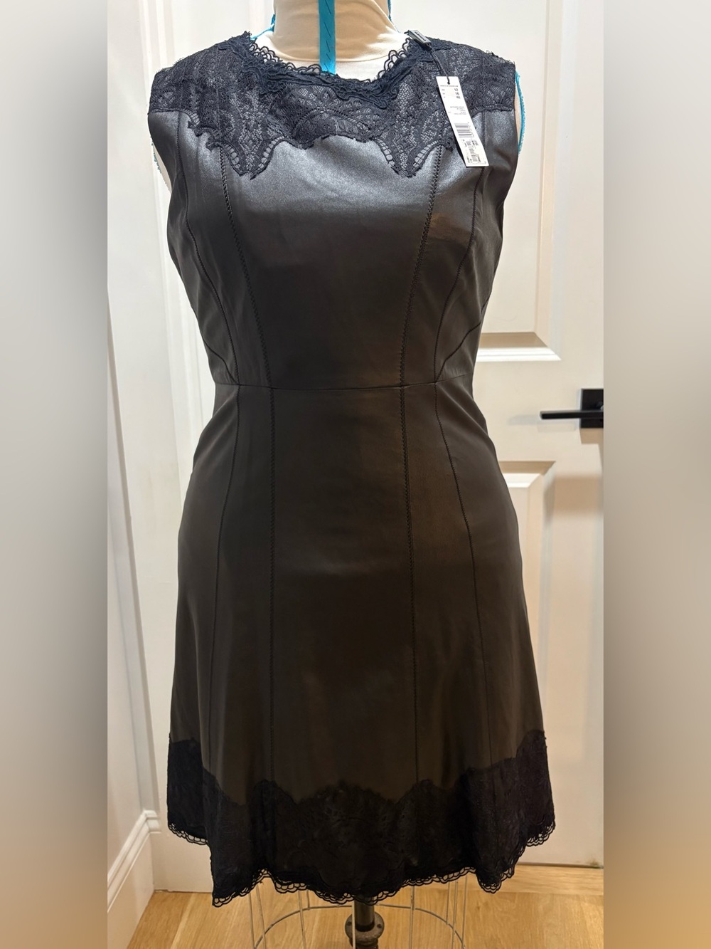 Elie Tahari "Kathleen" Leather Dress